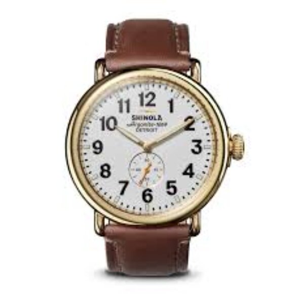 His Hers Watches 2 Runwell Gold 47mm 41mm Argonite 1069 Brown Leather Set New - Picture 15 of 16